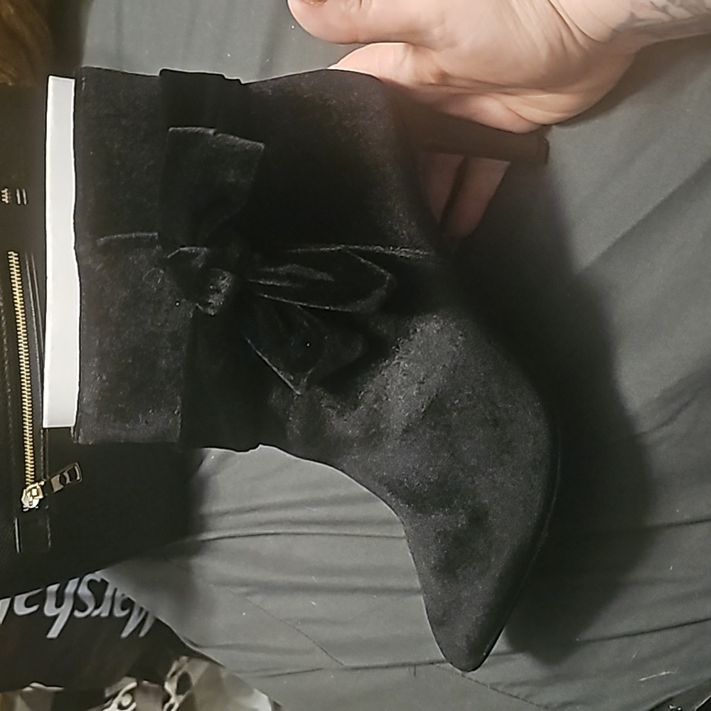 Torrid Black Velvet Pointed Toe Heel Boot